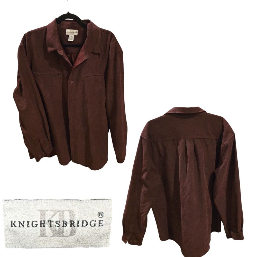 Knightsbridge Men's Burgundy Faux Suede Shirt Or Over Shirt